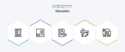 onderwijs 25 lijn icoon pak inclusief bureau. heerser. boek. geometrie. aan het leren vector