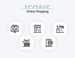 online boodschappen doen lijn icoon pak 5 icoon ontwerp. online. bedrijf. uitverkoop. valentijn. zoeken vector