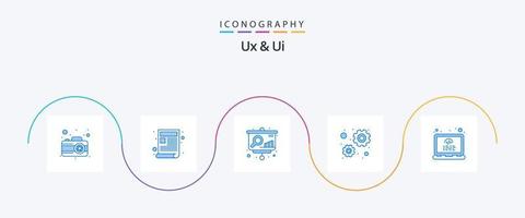 ux en ui blauw 5 icoon pak inclusief labels. codering. analyses. werken. configuratie vector