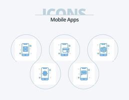 mobiel apps blauw icoon pak 5 icoon ontwerp. mobiel. sollicitatie. video app. telefoon. kaart vector