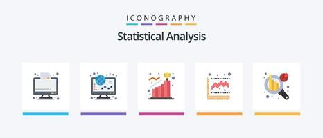 statistisch analyse vlak 5 icoon pak inclusief groei. diagram. online. stap. doel. creatief pictogrammen ontwerp vector
