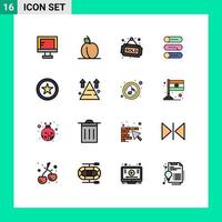 universeel icoon symbolen groep van 16 modern vlak kleur gevulde lijnen van gebruiker favoriete huis Aan uit apparaat bewerkbare creatief vector ontwerp elementen