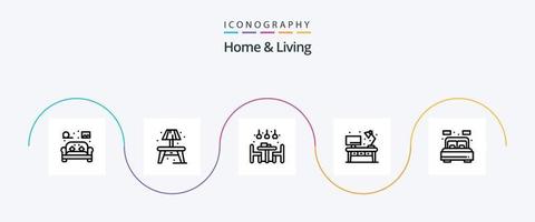 huis en leven lijn 5 icoon pak inclusief leven. bureau. huis. kantoor. huis vector