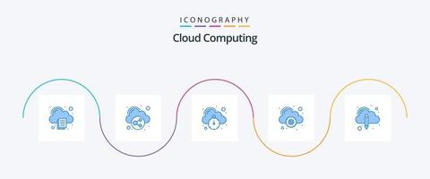 wolk berekenen blauw 5 icoon pak inclusief Bewerk. snel hosten. versnelling. wolk vector