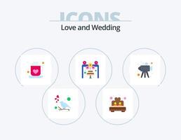 bruiloft vlak icoon pak 5 icoon ontwerp. video. decoratie. koffie. bruiloft. taart vector
