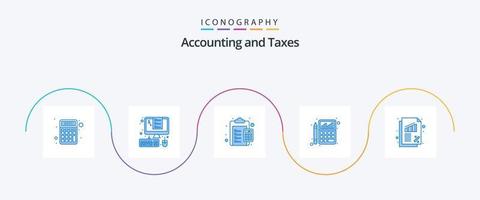 belastingen blauw 5 icoon pak inclusief rekenmachine. boekhouding. belastingen. betaalbaar. in rekening brengen vector