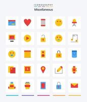 creatief Diversen 25 vlak icoon pak zo net zo licht. diode. mobiel. studie. emoji's vector