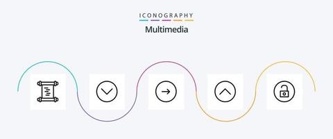 multimedia lijn 5 icoon pak inclusief media. multimediaal. naar voren. media p. omhoog vector