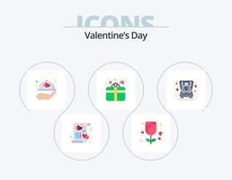 valentijnsdag dag vlak icoon pak 5 icoon ontwerp. liefde. hart. voedsel. Geschenk. geschenk vector