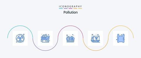 verontreiniging blauw 5 icoon pak inclusief . plastic. vervuiling. gas. vrachtauto vector