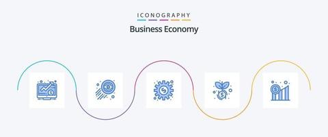 economie blauw 5 icoon pak inclusief grafiek. bedrijf. dollar. investering. dollar vector