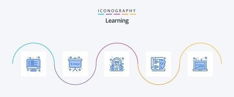 aan het leren blauw 5 icoon pak inclusief bord. aan het leren. e aan het leren. kennis. boek vector