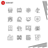 mobiel koppel schets reeks van 16 pictogrammen van ecommerce pen whiteboard onderwijs natuur bewerkbare vector ontwerp elementen