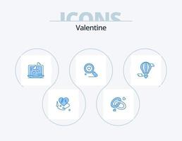 Valentijn blauw icoon pak 5 icoon ontwerp. m vliegend hart. hart. liefde. liefde. bruiloft vector