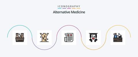 alternatief geneeskunde lijn gevulde vlak 5 icoon pak inclusief sauna. therapie. medicijn. natuur. oor bloemknoppen vector