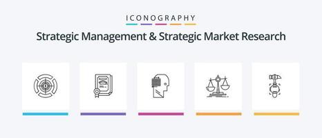 strategisch beheer en strategisch markt Onderzoek lijn 5 icoon pak inclusief . verlies. doel. wet. spel. creatief pictogrammen ontwerp vector