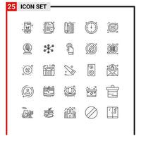 universeel icoon symbolen groep van 25 modern lijnen van geslacht gelijkheid tapijt timer namaz bewerkbare vector ontwerp elementen