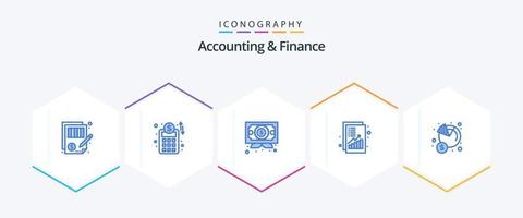 accounting en financiën 25 blauw icoon pak inclusief economie. geld. bedrijf. toenemen. analyse vector