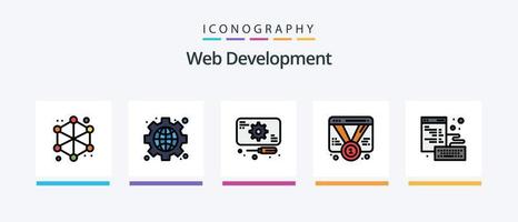 web ontwikkeling lijn gevulde 5 icoon pak inclusief koppel. web. browser. web. favoriet. creatief pictogrammen ontwerp vector