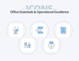 kantoor essentials en operationeel uitmuntendheid blauw icoon pak 5 icoon ontwerp. praat. opmerkingen. Mens. bubbels. succes vector