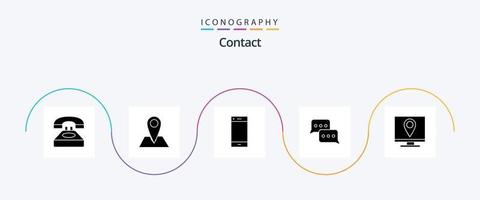 contact glyph 5 icoon pak inclusief bericht. communicatie. pin. bubbel. ring vector