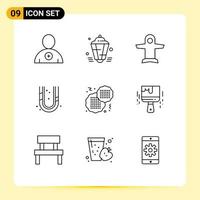 9 creatief pictogrammen modern tekens en symbolen van voedsel loodgieter vlak loodgieter mechanisch bewerkbare vector ontwerp elementen