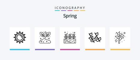 voorjaar lijn 5 icoon pak inclusief oor. water. regen. tank. drank. creatief pictogrammen ontwerp vector