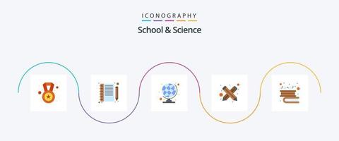 school- en wetenschap vlak 5 icoon pak inclusief bril. onderwijs. potlood. bloggen vector