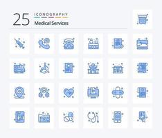 medisch Diensten 25 blauw kleur icoon pak inclusief geneesmiddel. ziekenhuis. medisch. dokter. ziekenhuis receptioniste vector