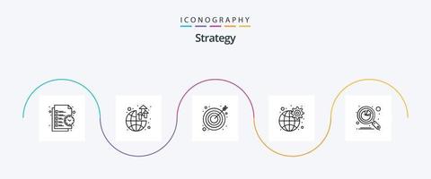 strategie lijn 5 icoon pak inclusief analyse. netwerk. winst. globaal. succes vector