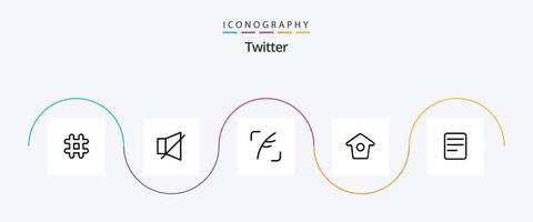 twitter lijn 5 icoon pak inclusief chatten. twitteren. twitteren. twitteren. vogelhuisje vector