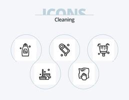 schoonmaak lijn icoon pak 5 icoon ontwerp. schrobben. huiswerk. spuiten. hand. wassen vector