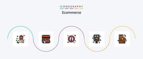 ecommerce lijn gevulde vlak 5 icoon pak inclusief e-commerce. teken. kopen. bieden. boodschappen doen vector