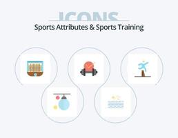 sport- attributen en sport- opleiding vlak icoon pak 5 icoon ontwerp. dom. halter. zwemmen. voetbal. doel paal vector