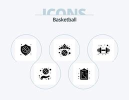 basketbal glyph icoon pak 5 icoon ontwerp. Sportschool. winnaar. bescherming. koning. kroon vector