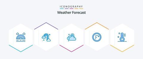 weer 25 blauw icoon pak inclusief thermometer. het weer. bewolkt. temperatuur. mate vector