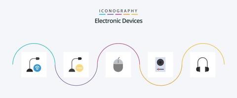 apparaten vlak 5 icoon pak inclusief steun. koptelefoon. hardware. mixer. dj vector