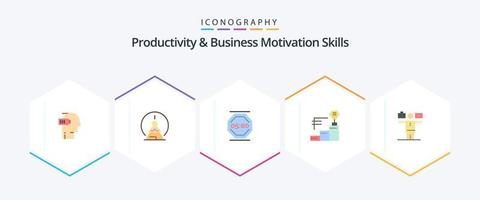 produktiviteit en bedrijf motivatie vaardigheden 25 vlak icoon pak inclusief trofee. prestaties. mentaal. werken. hou op vector