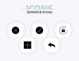 symbolen en pijlen glyph icoon pak 5 icoon ontwerp. . ontgrendelen. verbergen. draaien. OK vector