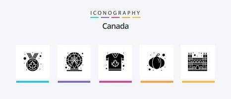 Canada glyph 5 icoon pak inclusief kathedraal. herfst. pompoen. komkommer. creatief pictogrammen ontwerp vector