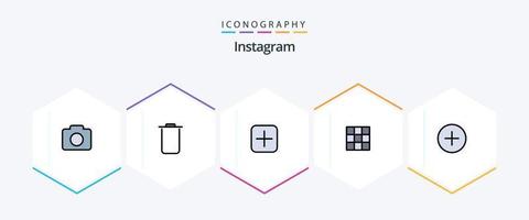 instagram 25 gevulde lijn icoon pak inclusief . toevoegen. stelt. twitteren. instagram vector