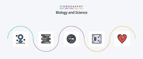 biologie lijn gevulde vlak 5 icoon pak inclusief . liefde. niet roken. infarct. x-ray vector