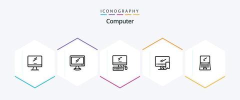 computer 25 lijn icoon pak inclusief . imac. vector