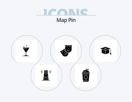 kaart pin glyph icoon pak 5 icoon ontwerp. . diploma uitreiking. drankje. onderwijs. theater vector