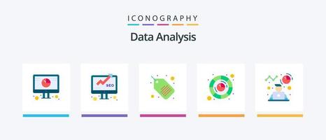 gegevens analyse vlak 5 icoon pak inclusief avatar. grafiek. seo. digitaal. focus analyse. creatief pictogrammen ontwerp vector