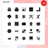 25 solide glyph concept voor websites mobiel en apps bouw menu dankzegging lijst moslim bewerkbare vector ontwerp elementen