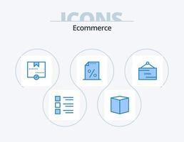 ecommerce blauw icoon pak 5 icoon ontwerp. belasting. financiën. e. document. pakket vector