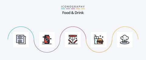 voedsel en drinken lijn gevulde vlak 5 icoon pak inclusief . snel voedsel. drankje. voedsel vector
