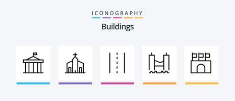 gebouwen lijn 5 icoon pak inclusief openbaar. arena. kolom. klooster. kerk. creatief pictogrammen ontwerp vector