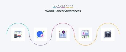 wereld kanker bewustzijn vlak 5 icoon pak inclusief gewicht. bewustzijn. bewustzijn. aanplakbord. Gezondheid vector